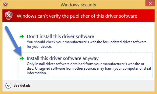 see a pop up message install this driver osftware anyway
